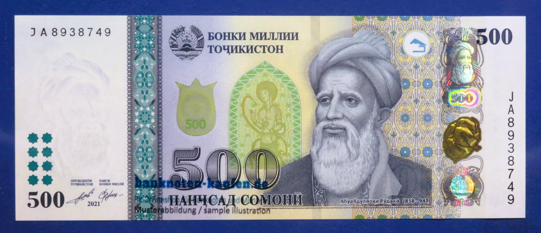 Tajikistan, 500 Somoni, 2021, uncirculated (UNC), P-22c