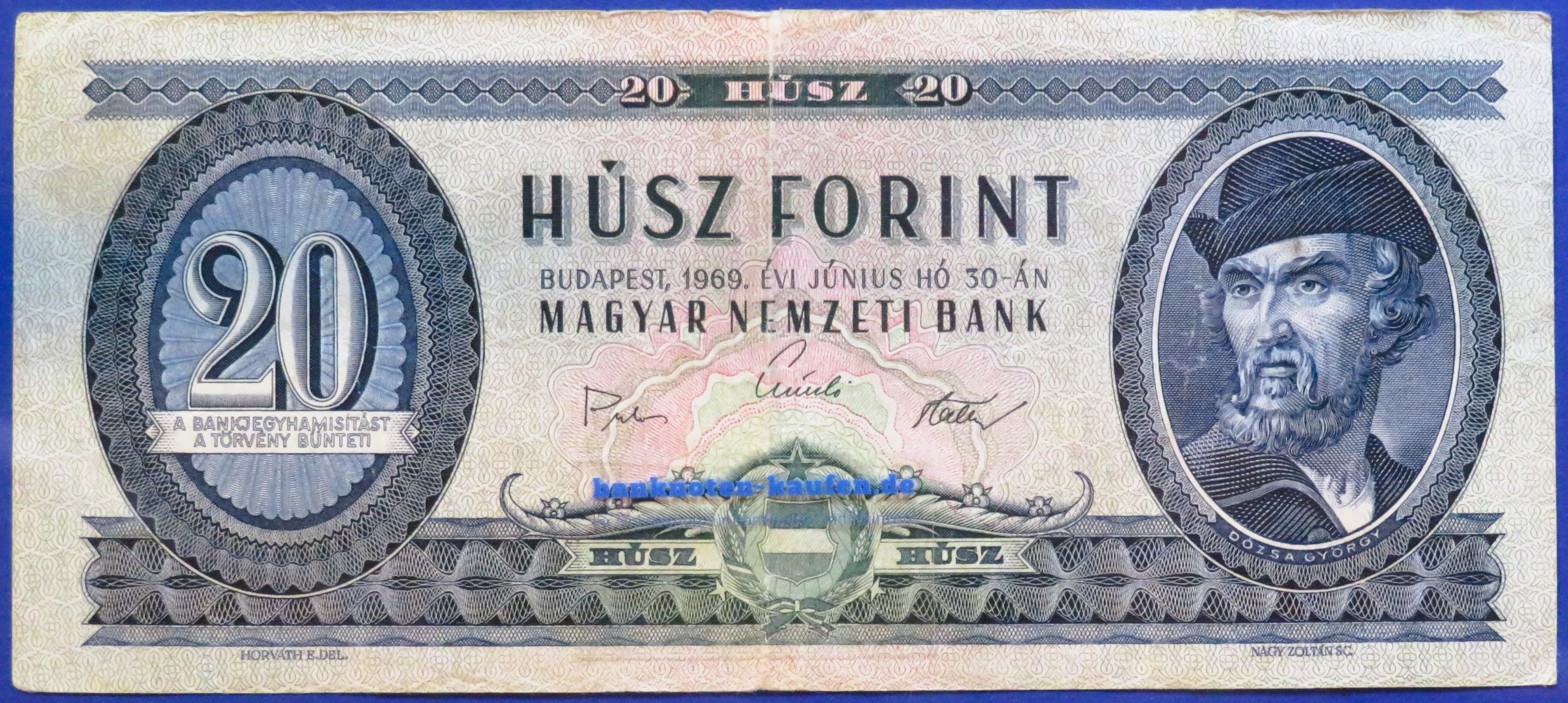 Ungarn, 20 Forint, 1969, gebraucht (USED / F), P-169e