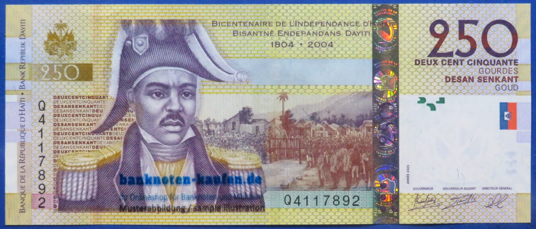 Haiti, 250 Gourdes, 2023, kassenfrisch (UNC), Gedenkausgabe, P-276h