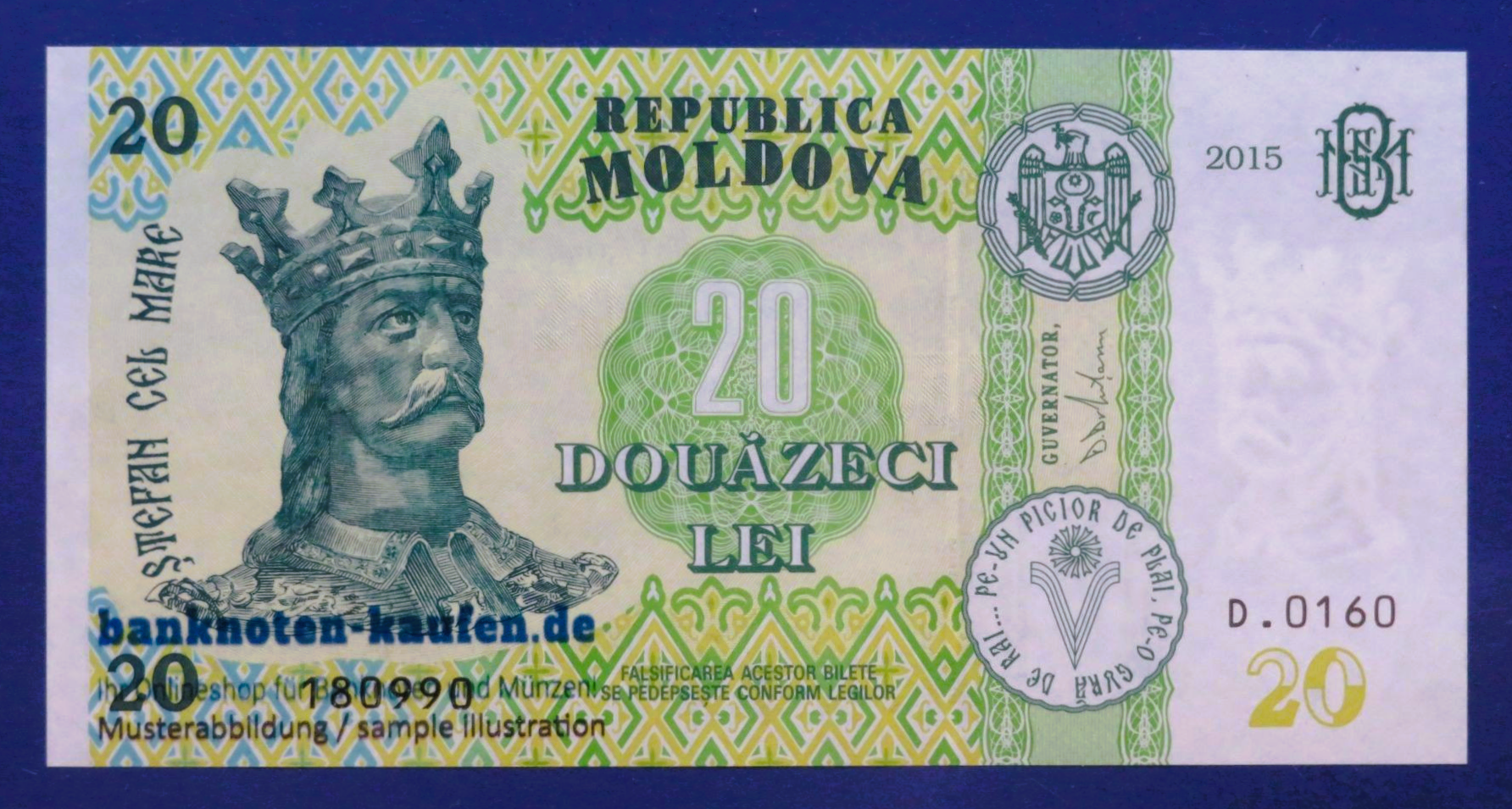 Moldawien, 20 Lei, 2015, kassenfrisch (UNC), P-23