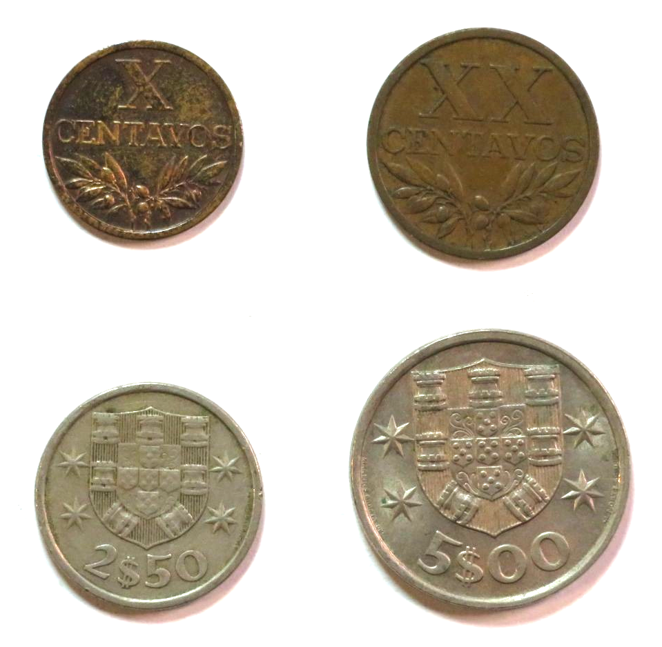 Portugal - Set 2: set of 4 coins, 0,1/0,2/2.5/5 Escudos, 1942-1986, circulated (USED / vf)
