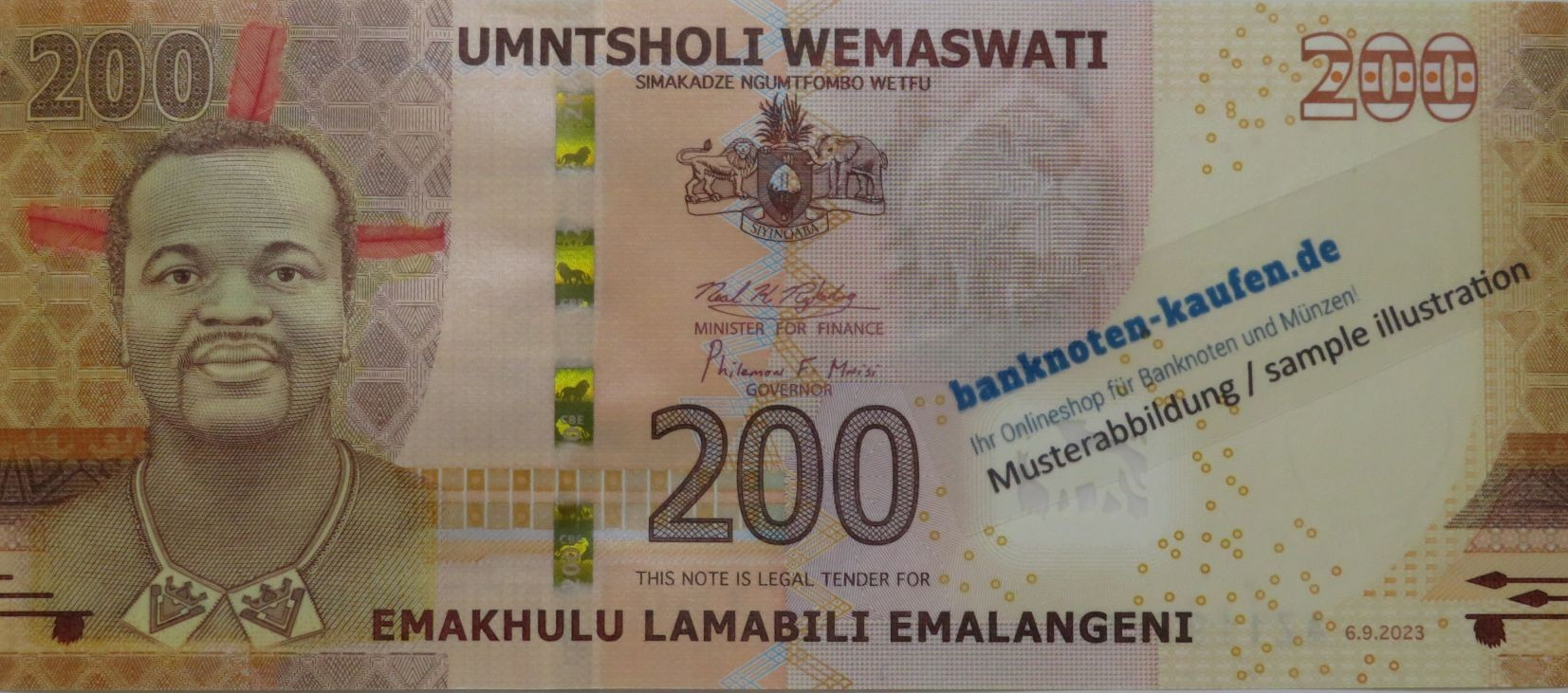 Eswatini (Swaziland), 200 Emalangeni, 2023, uncirculated (UNC)