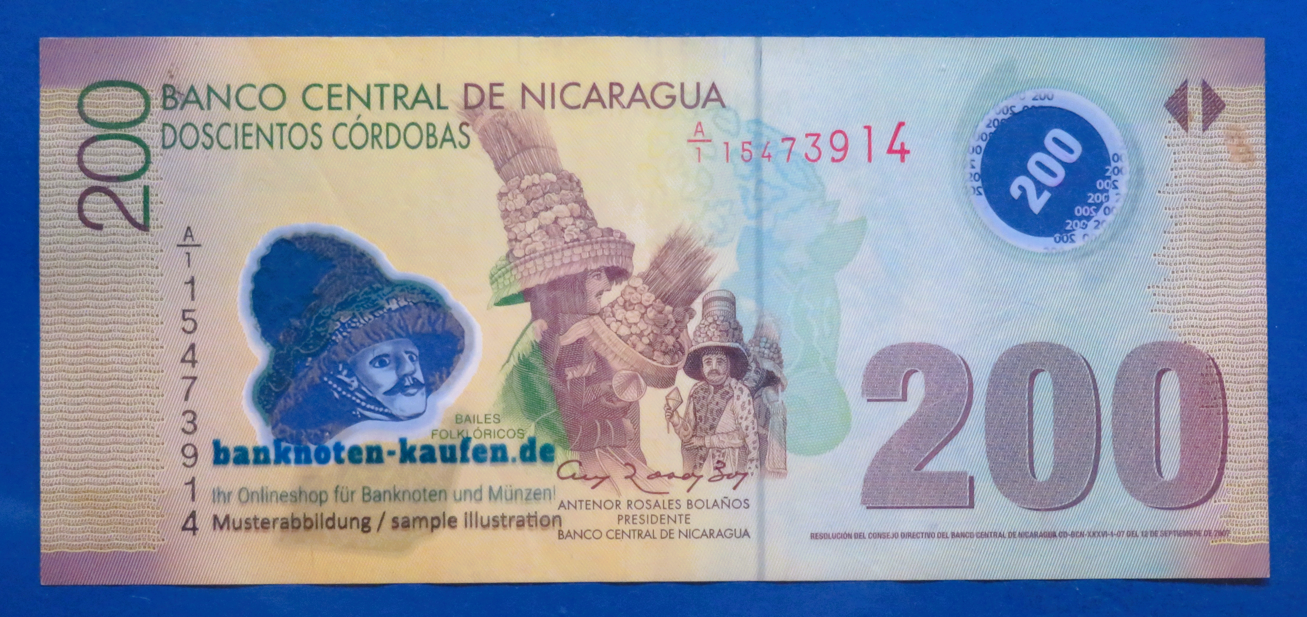 Nicaragua, 200 Cordobas, 2007, circulated (USED / VF), Polymer, P-205b