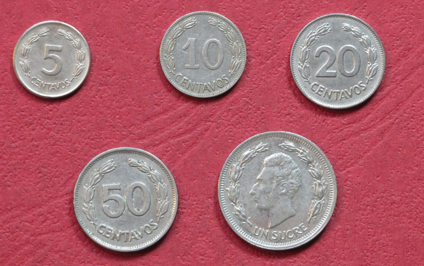 Ecuador - Set Nr. 1: set of 5 coins, 0,05-1 Sucre, 1937-1982, USED