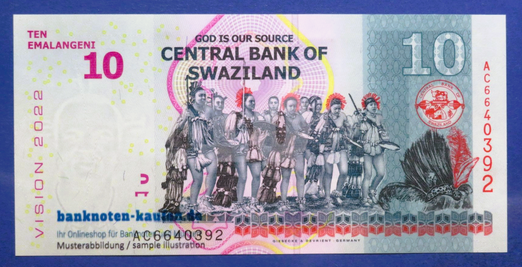 Swasiland, 10 Emalangeni, 2015, kassenfrisch (UNC), P-41
