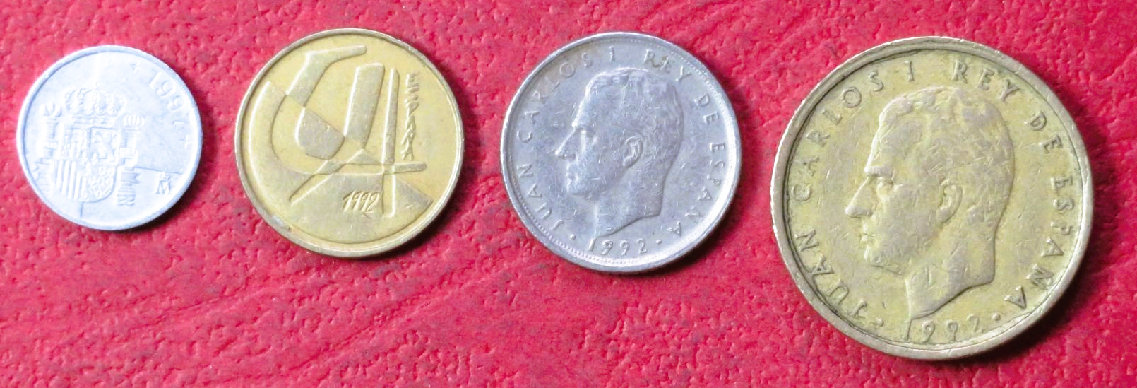 Spain - Set 7:  4 coins, 1-100 Pesetas, 1989-92, circulated (USED / vf)