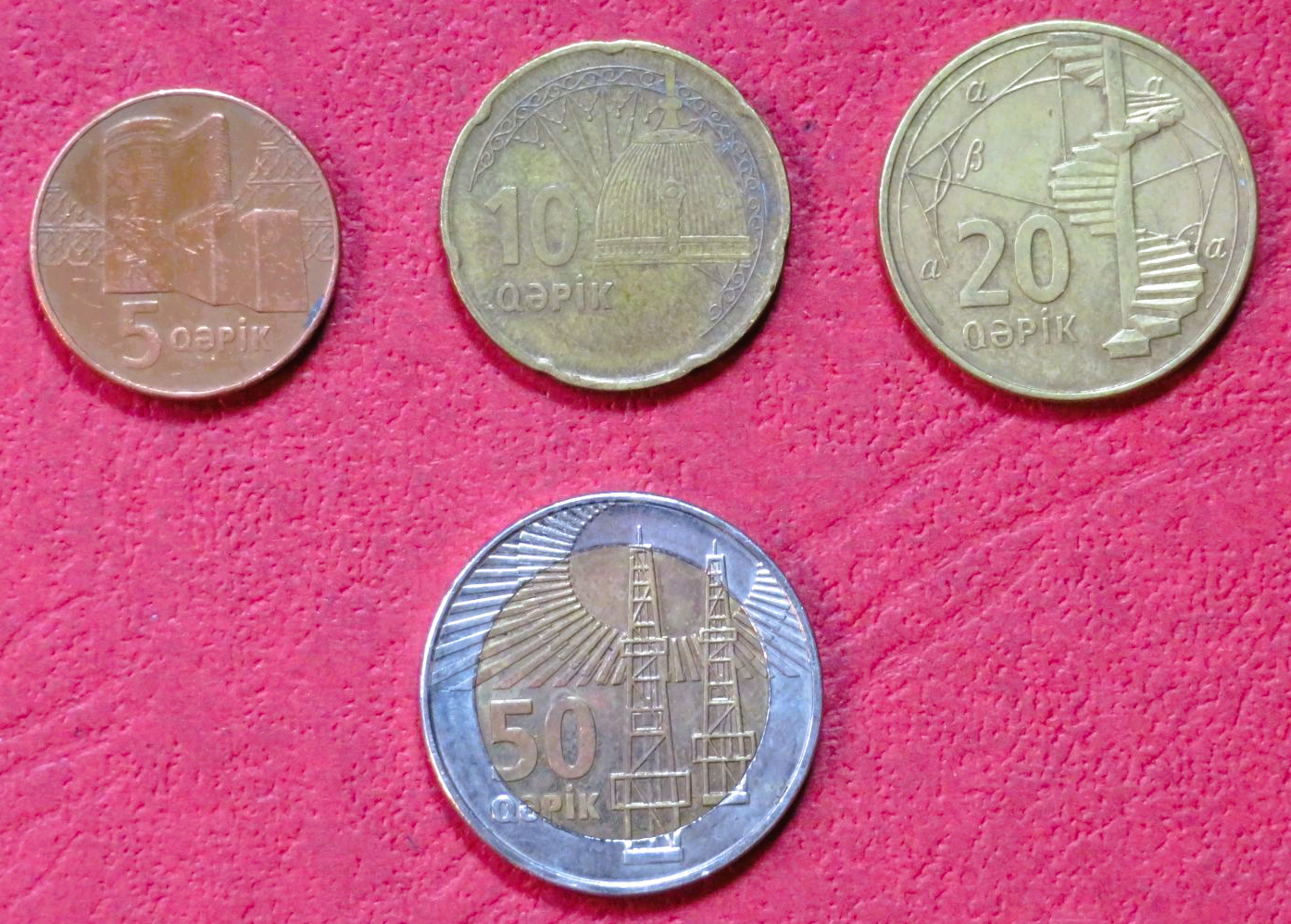 Azerbaijan - Set 1: 5/10/20/50 Qapik, serie 2006+, circulated (USED / vf)