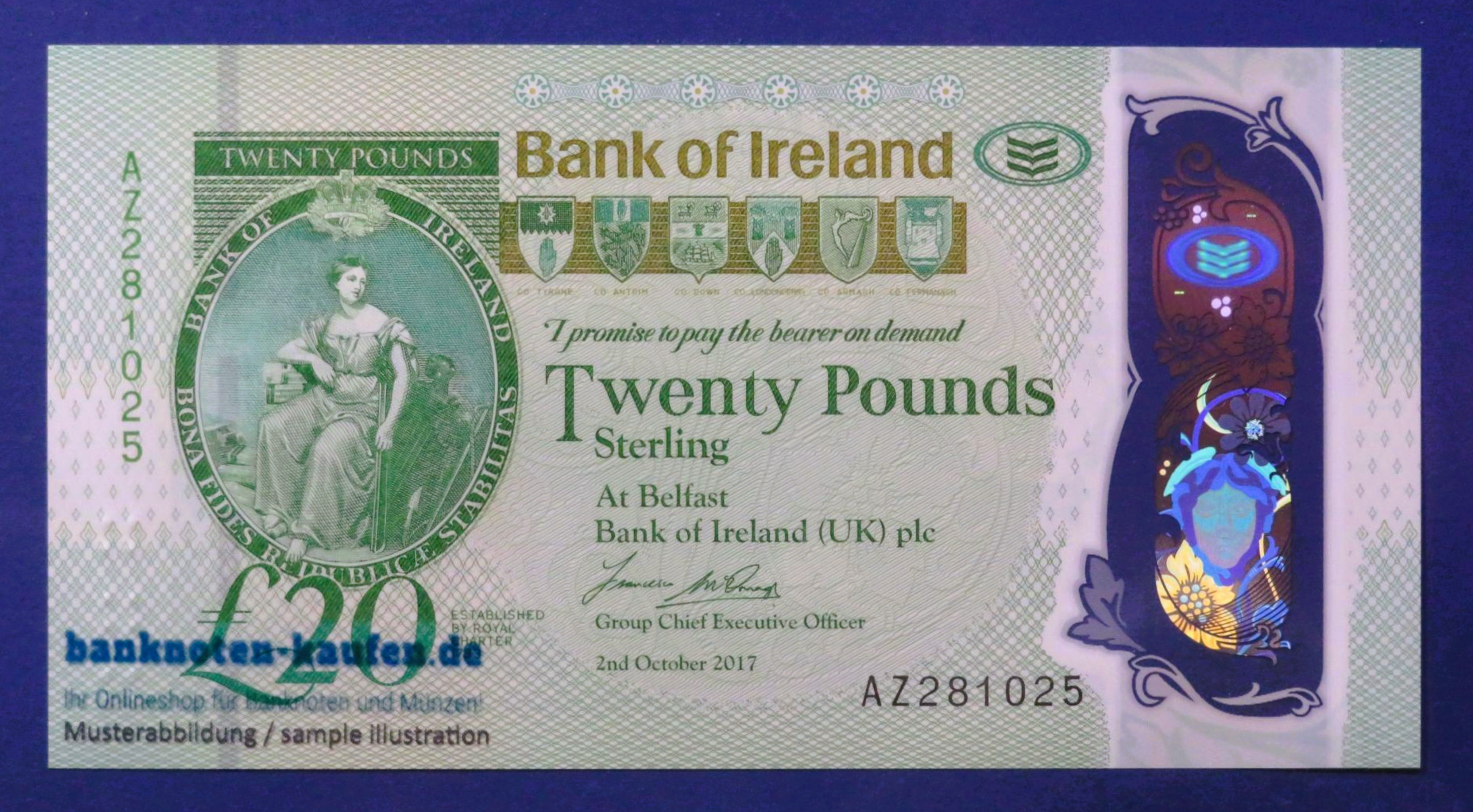 Nordirland, 20 Pounds, 2017, kassenfrisch (UNC), Polymer, P-92