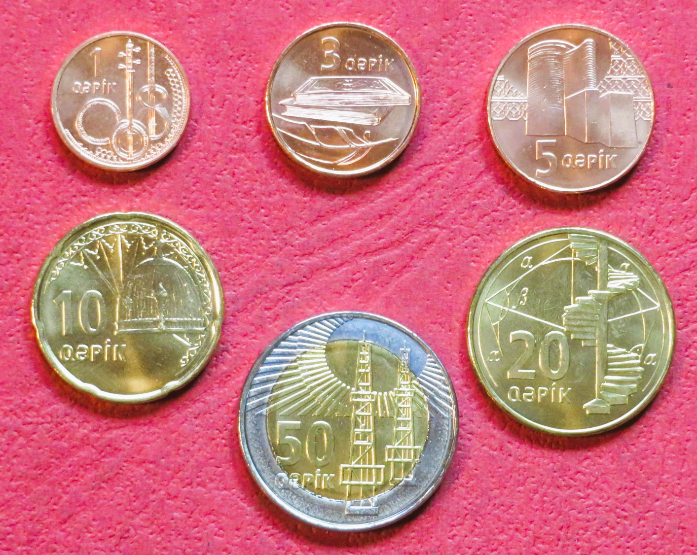 Azerbaijan, 1/3/5/10/2/50 Qapik, 2006, uncirculated (UNC)