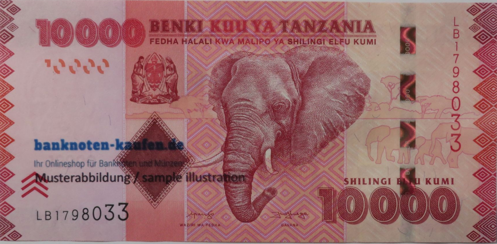 Tanzania - 10,000 Shillings, 2020ND, uncirculated (UNC), P-44c