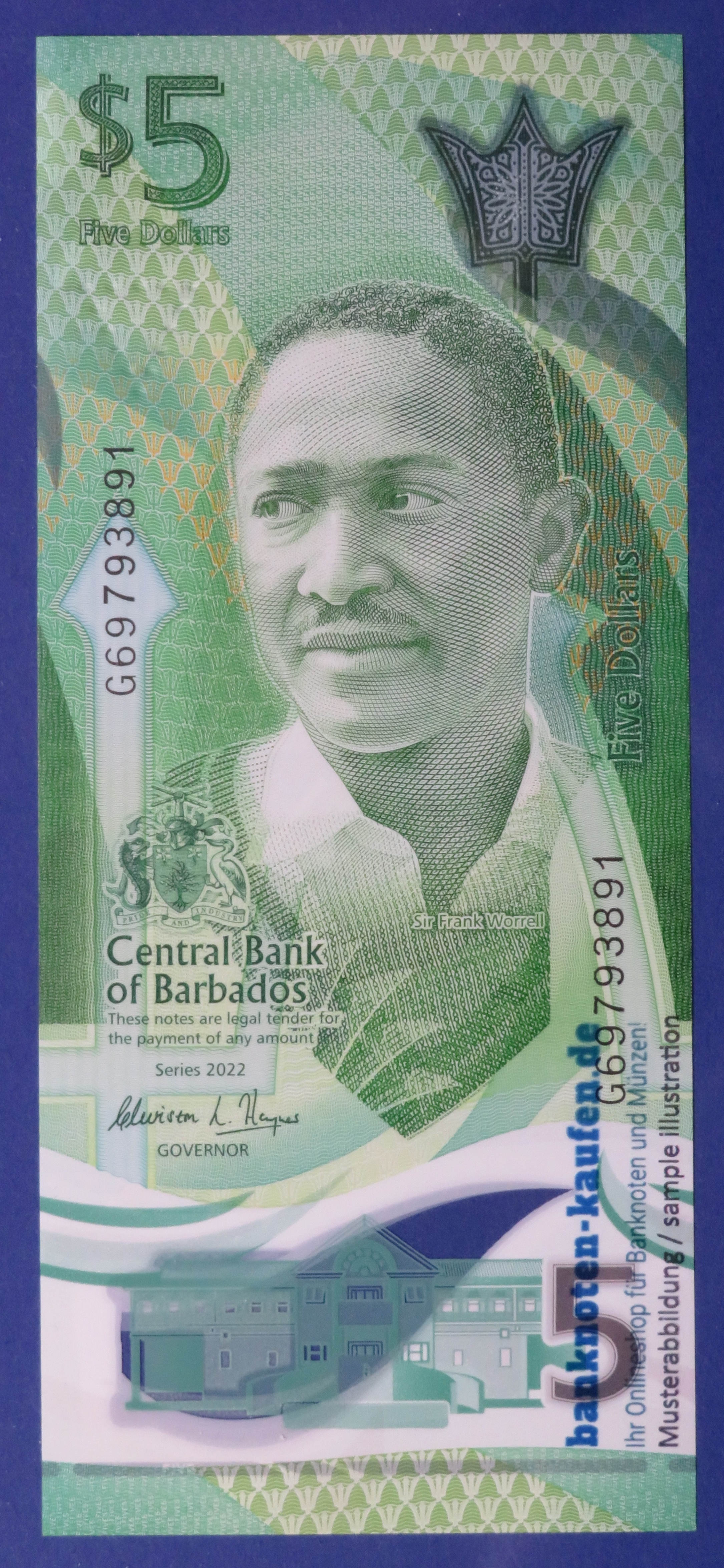 Barbados, 5 Dollars, 2022, uncirculated (UNC), Polymer