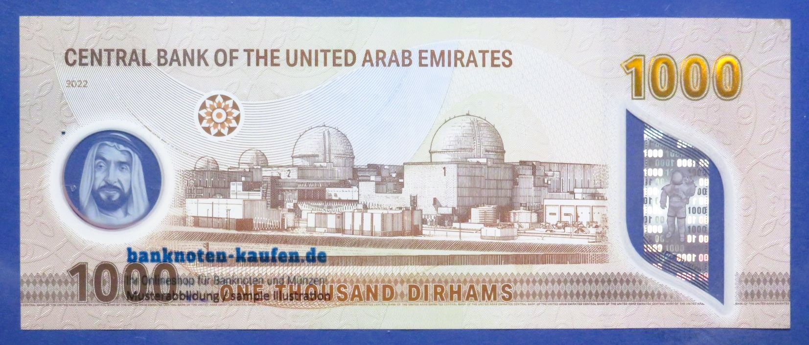 United Arab Emirates - 1,000 Dirhams, 2022, circulated (USED / VF+), Polymer, P-43a