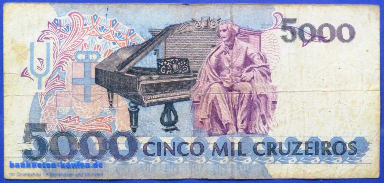 Brasilien, 5.000 Cruzeiros, ND (1990-93), gebraucht (USED / VG), P-232a