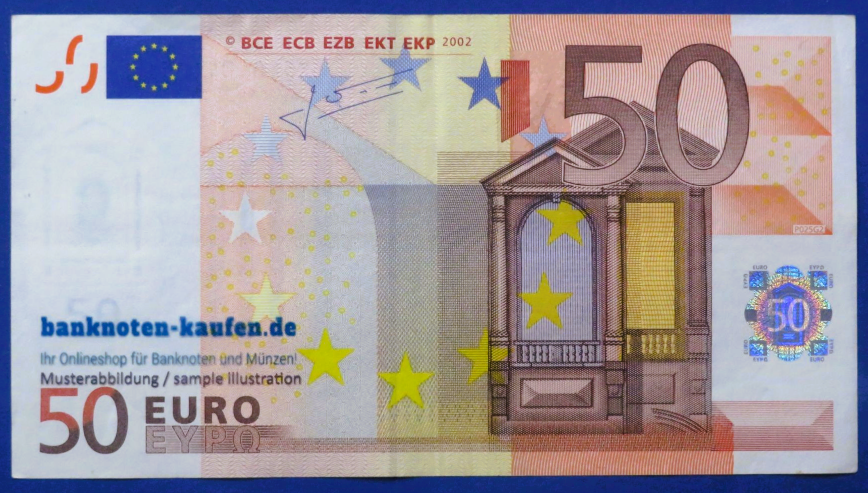 European Union, 50 Euro, 2002, circulated (USED / VF), P-11x