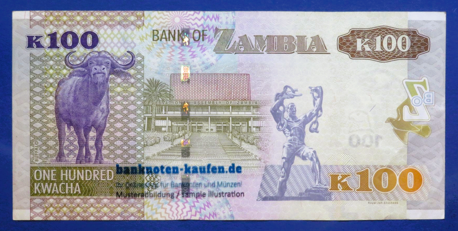 Zambia, 100 Kwacha, 2015, circulated (USED / VF+), P-54c