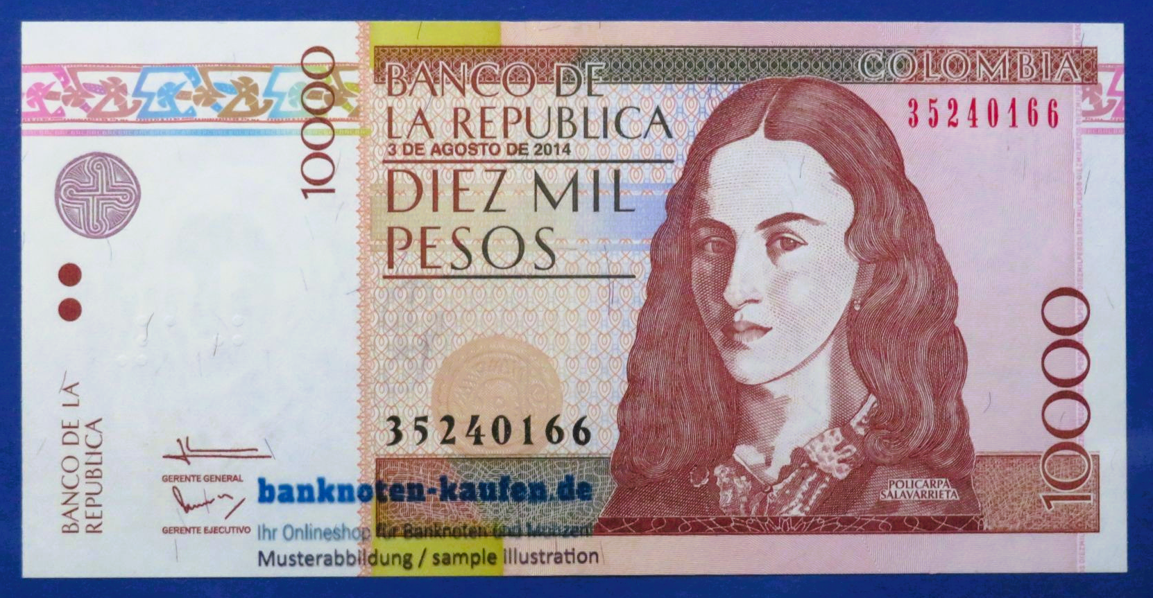Colombia - 10,000 Pesos, 2014, uncirculated (UNC), P-453r