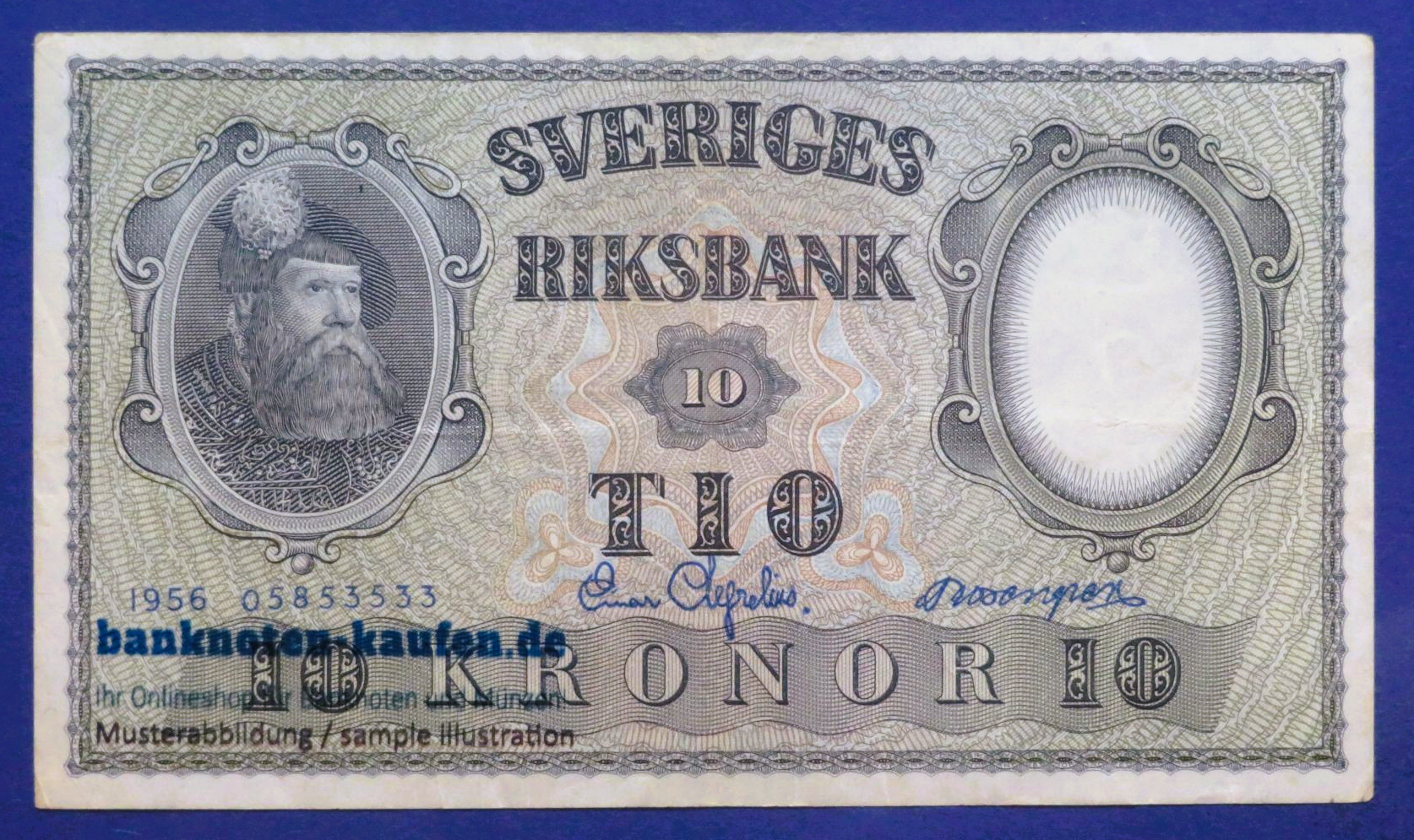 Sweden, 10 Kronor, 1956, circulated (USED / VF), P-43d