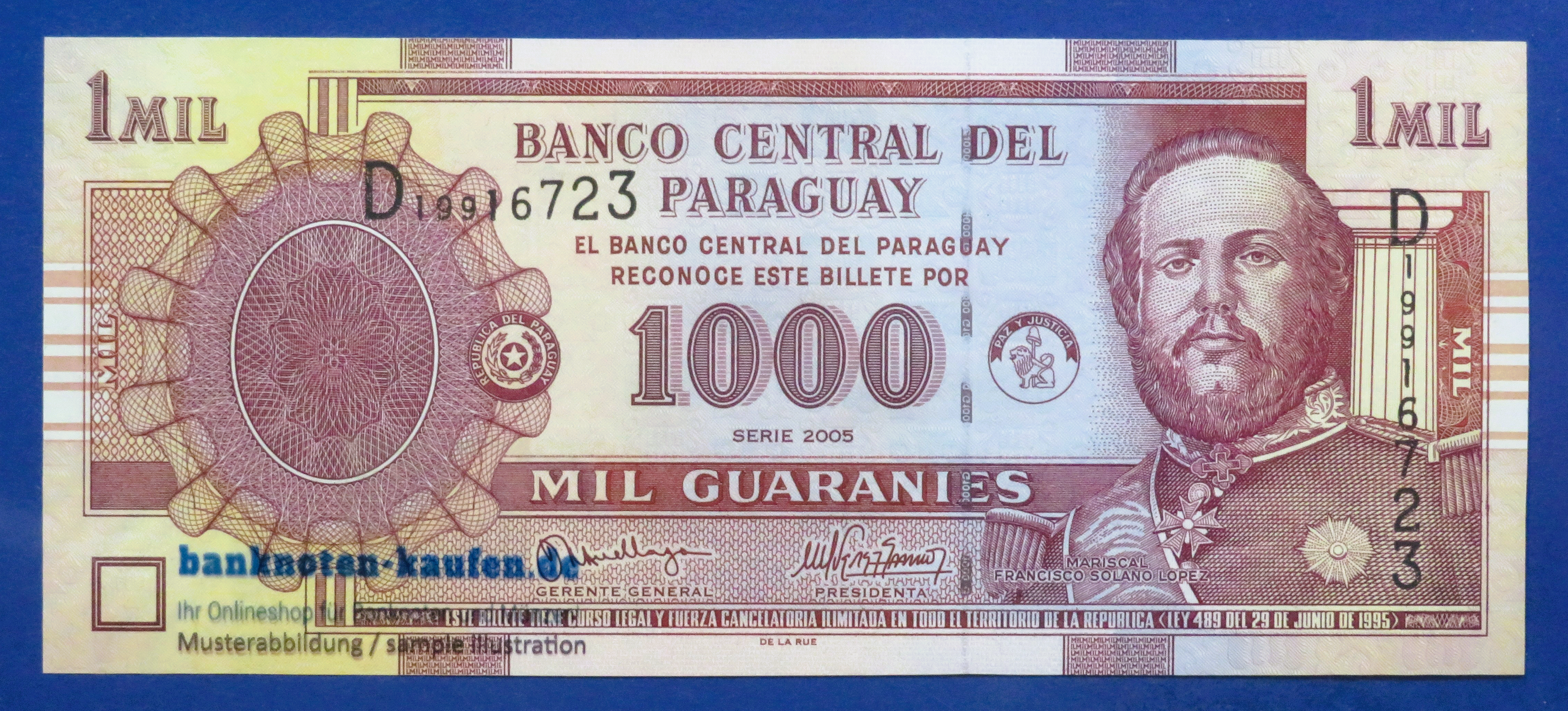 Paraguay - 1,000 Guaranies, 2005, uncirculated (UNC), P-222b