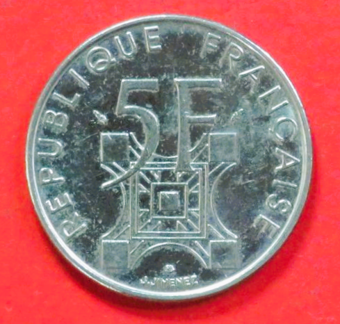 Frankreich:  5 Francs, 1989, gebraucht (used / ss-vz), Gedenkausgabe, # 263