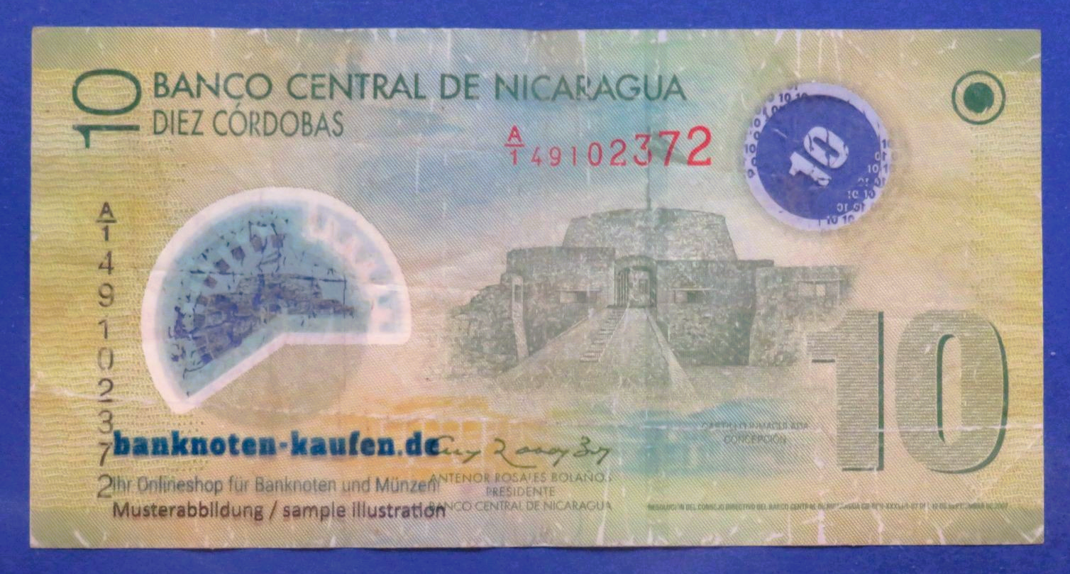 Nicaragua, 10 Cordobas, 2007, circulated (USED / F), Polymer, P-201b
