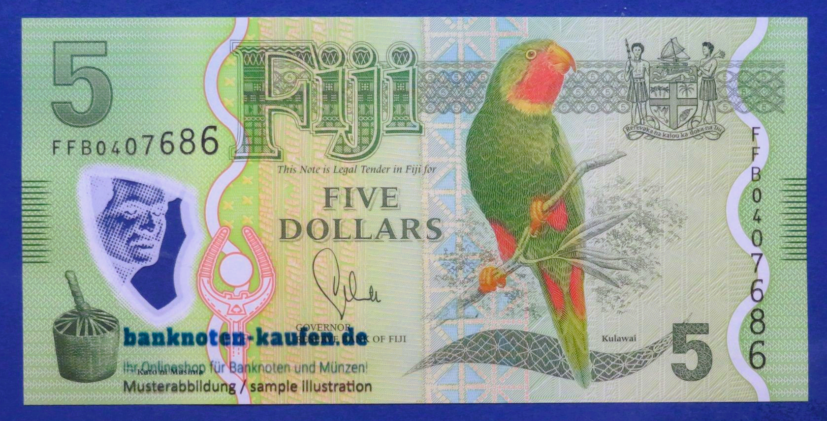 Fiji, 5 Dollars, 2013ND, uncirculated (UNC), Polymer, P-115