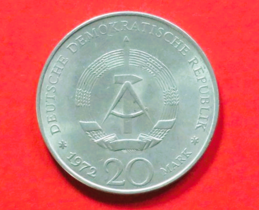 DDR: 20 Mark, 1972, gebraucht (used / ss+), Gedenkausgabe - Pieck, # 40