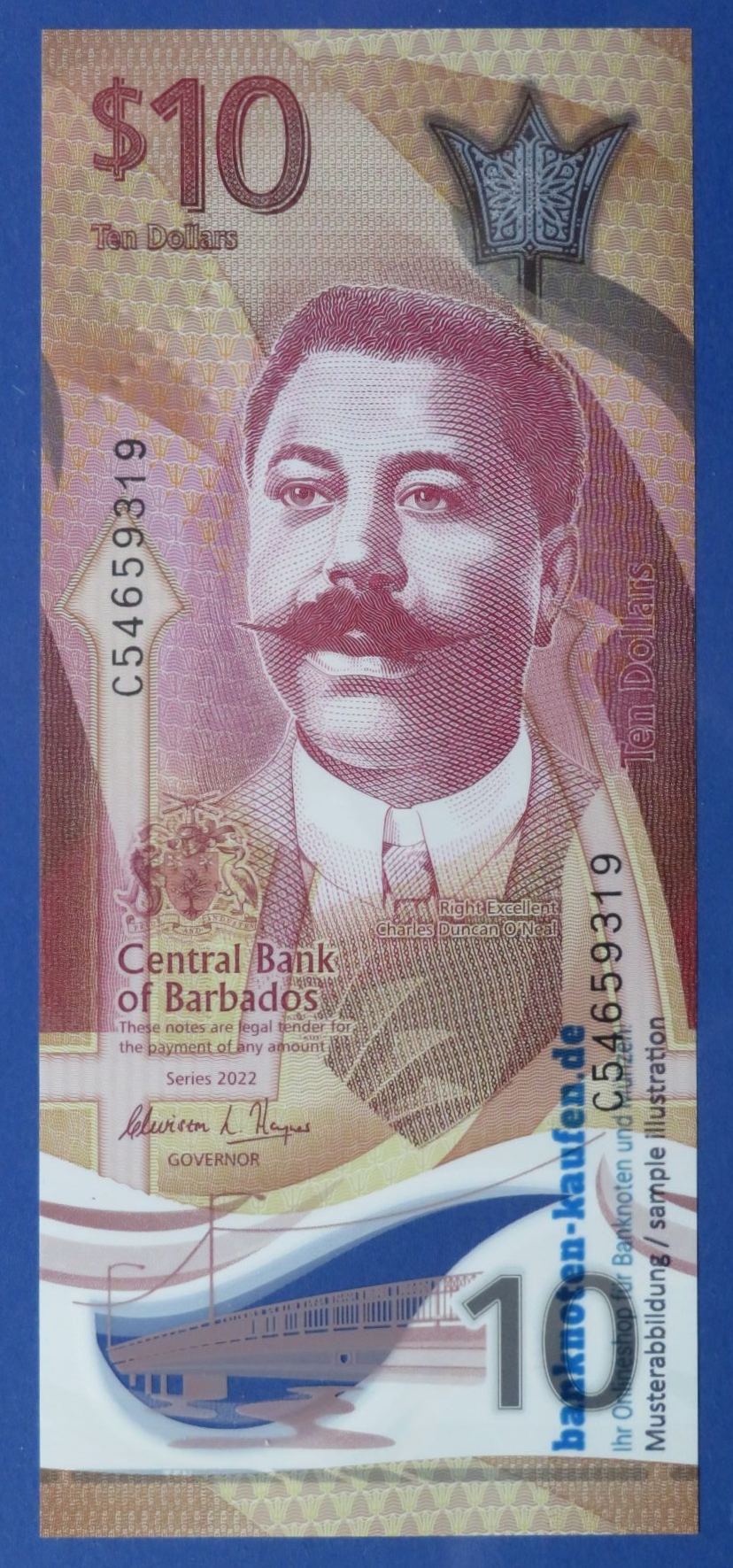 Barbados, 10 Dollars, 2022, uncirculated (UNC), Polymer