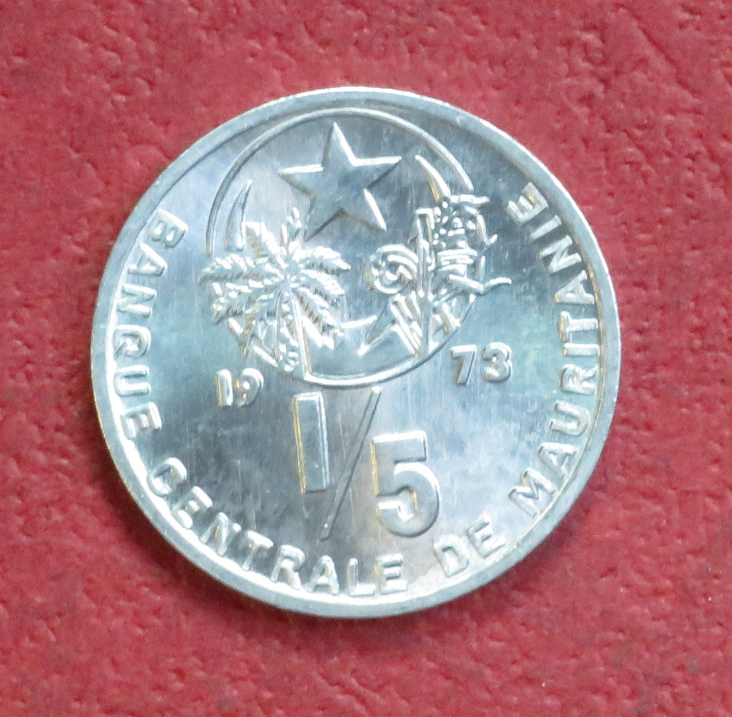 Mauritania, 1/5 - Ouguiya coin, 1973, uncirculated (UNC) 