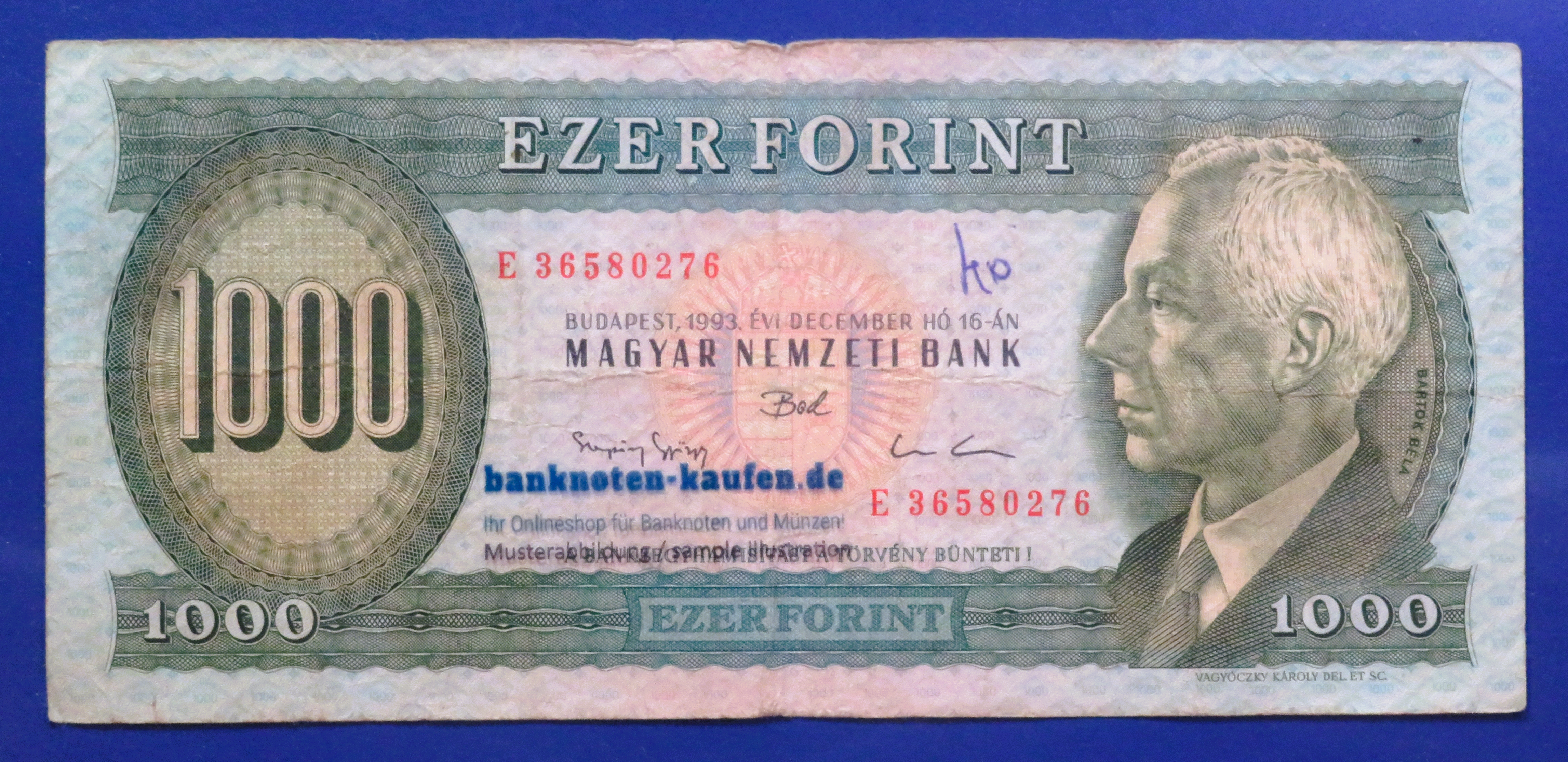 Hungary - 1,000 Forint, 1993, circulated (USED / F), P-176b