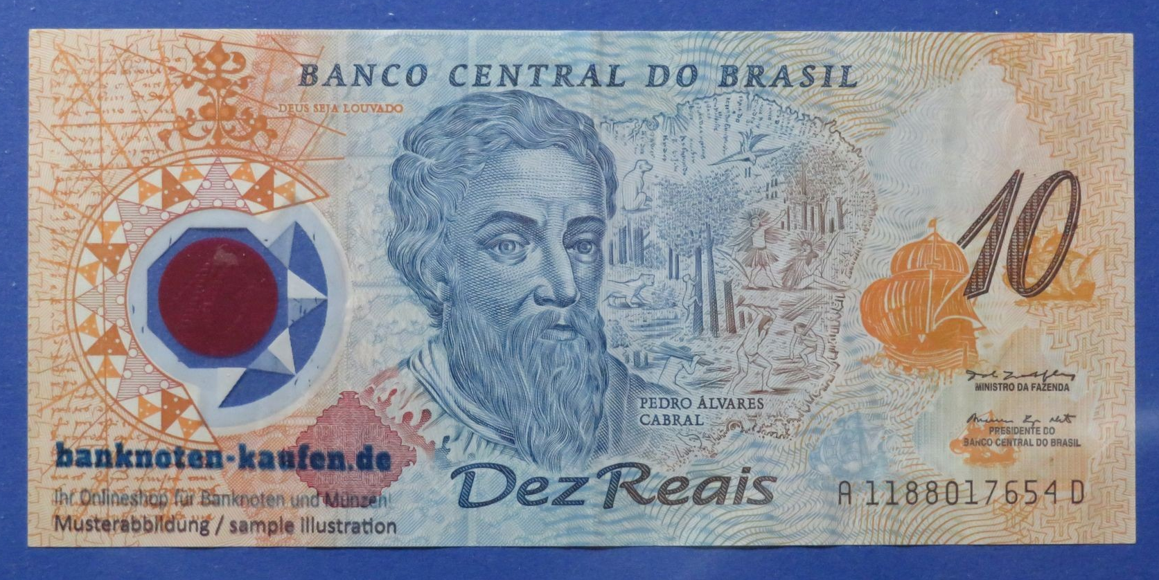 Brazil, 10 Reais, 2000ND, circulated  (USED / VF), Polymer, Commemorative issue, P-248