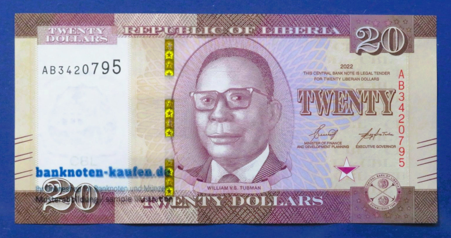 Liberia, 20 Dollars, 2022, kassenfrisch (UNC), P-39a