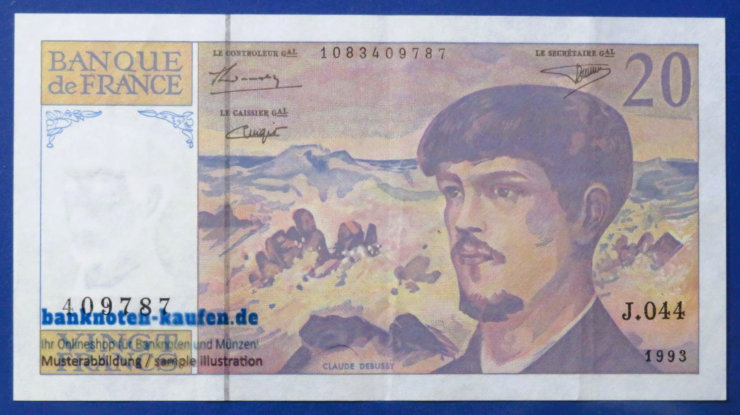 France, 20 Francs, 1993, circulated (USED / VF+), P-151g