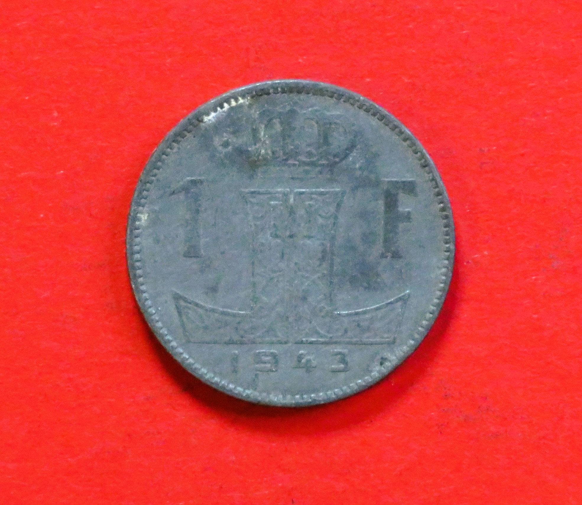 Belgium:  1 Frank (nl-type / zinc), 1942-1947, circulated (USED / vf)