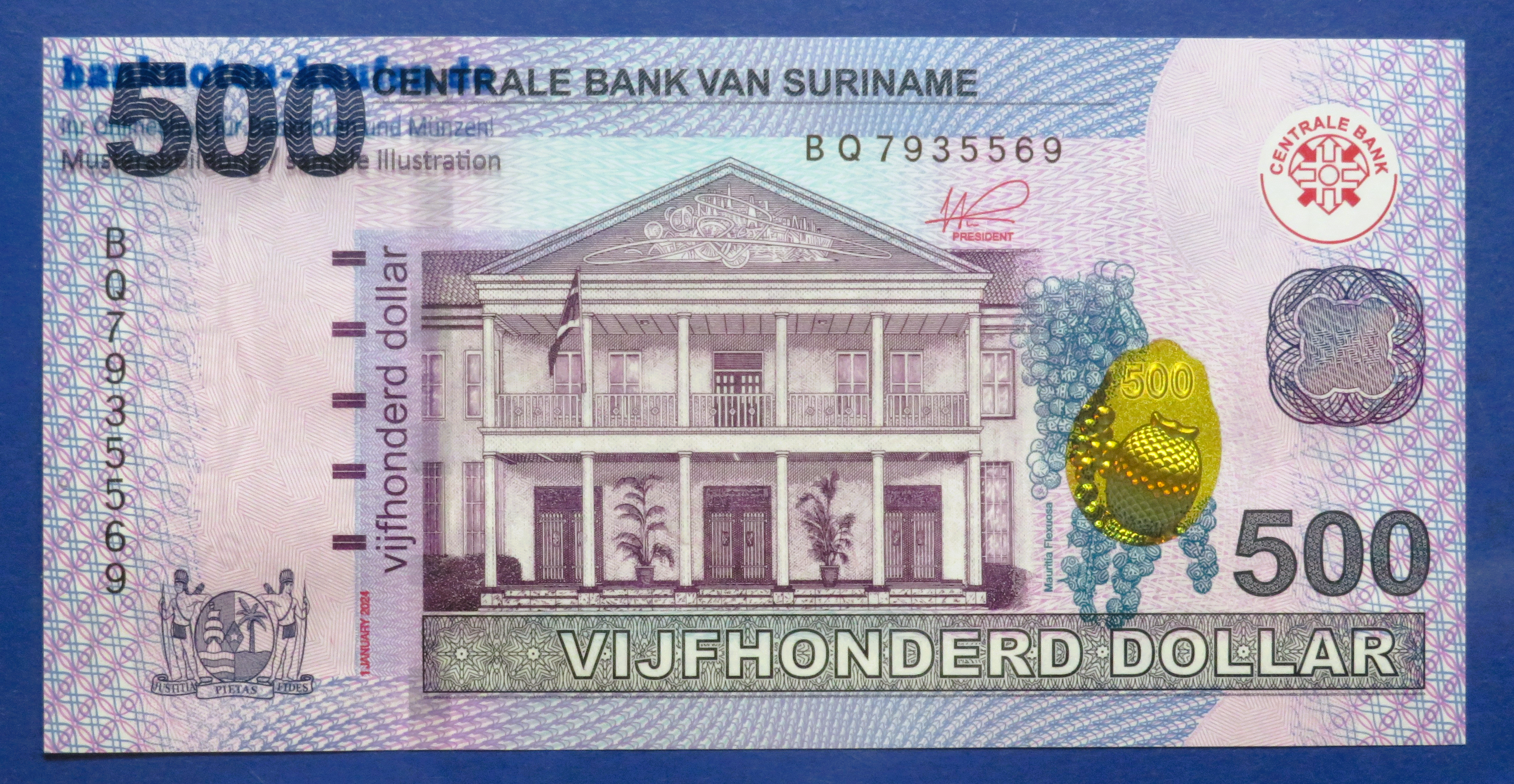 Suriname, 500 Dollars, 2024, uncirculated (UNC), P-166B