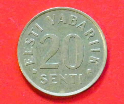 Estland:  20 Senti, 1991-1996, gebraucht (used / ss-vz), # 24