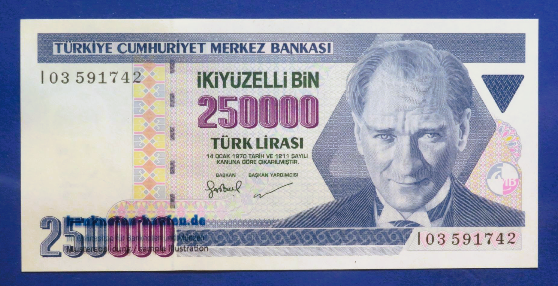 Turkey - 250,000 Lira, 1998ND, uncirculated (UNC), P-211
