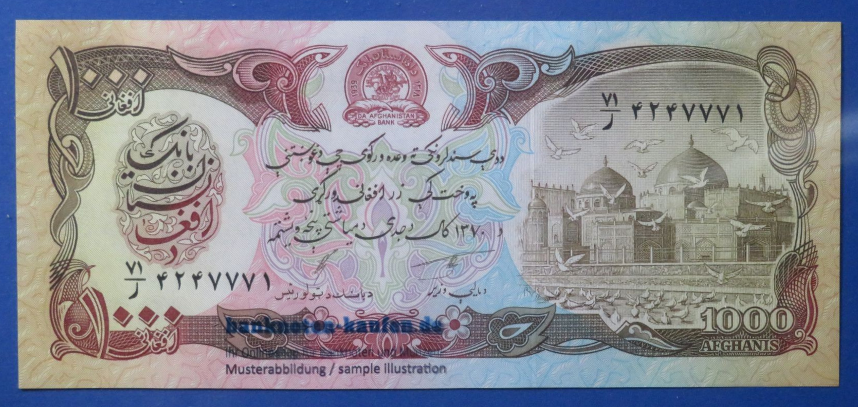 Afghanistan - 1,000 Afghanis, 1991, uncirculated (UNC), P-61c