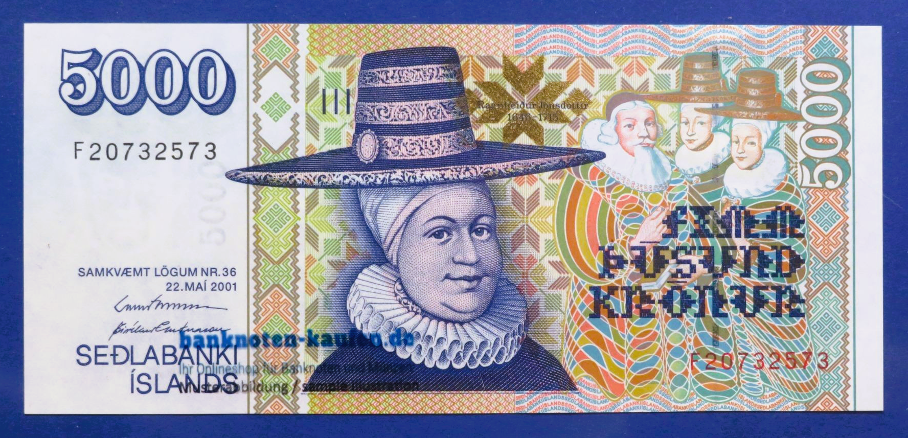 Iceland - 5,000 Kronur, 2001, uncirculated (UNC), P-60 