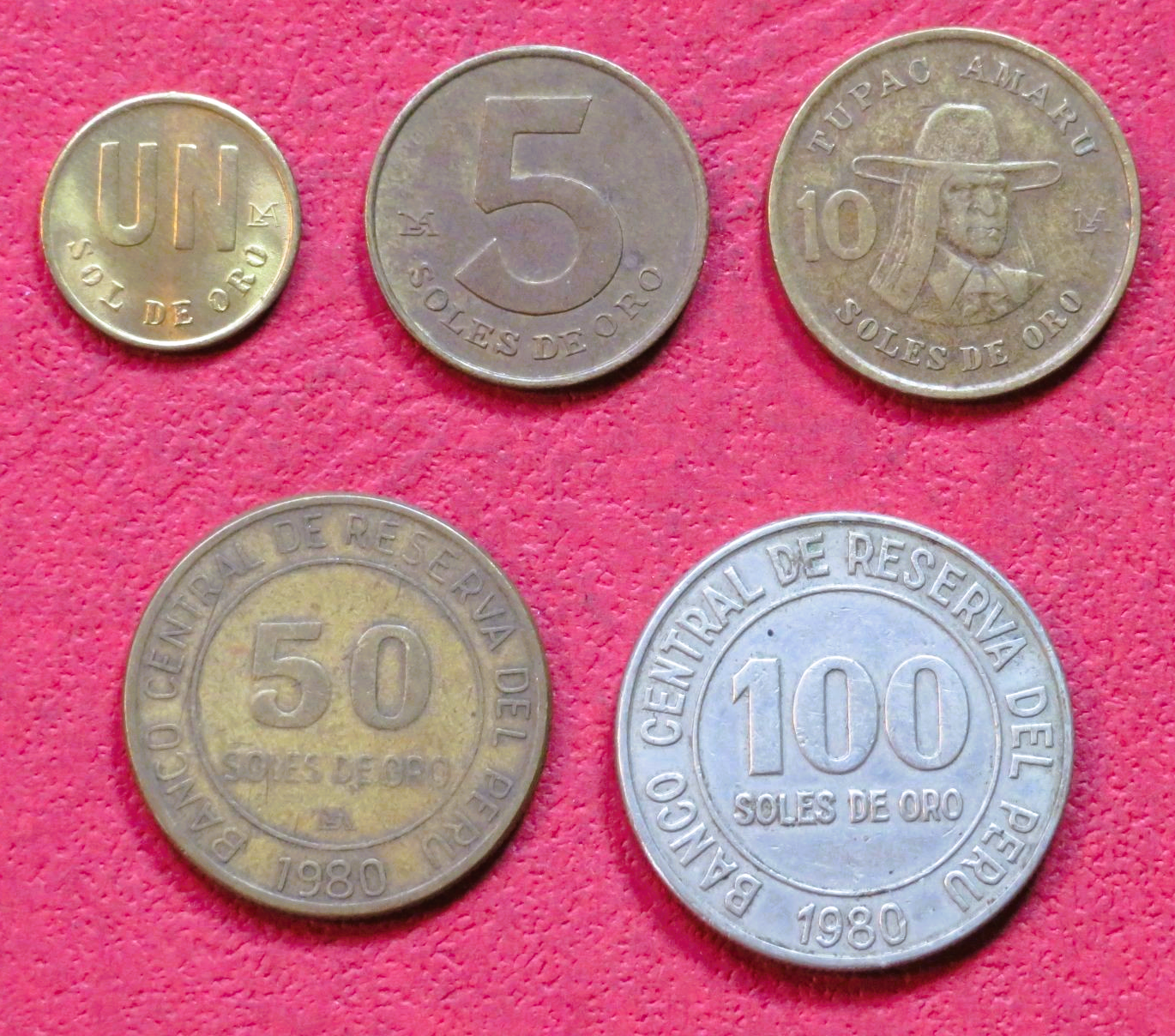 Peru - Set 8: set of 5 coins, 1-100 Soles, 1978-1983, circulated (USED / vf)