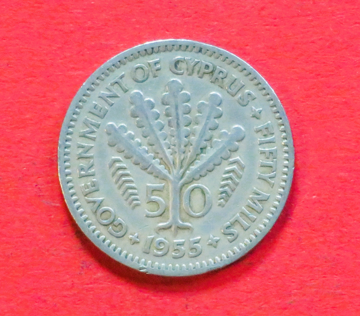Zypern:  50 Mils, 1955, gebraucht (used / ss), #36
