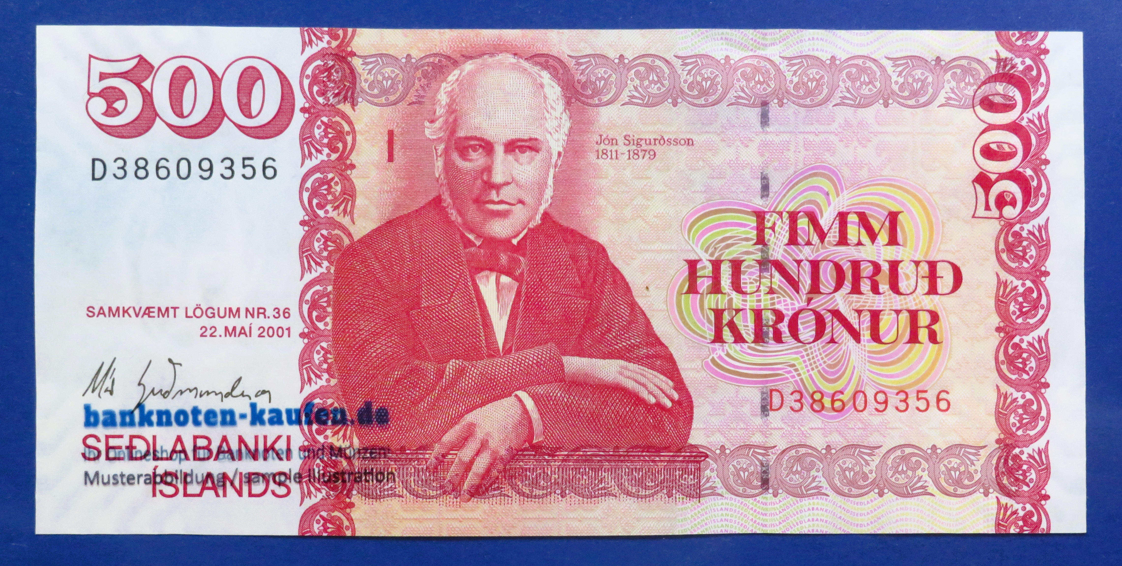 Iceland, 500 Kronur, 2001, about uncirculated (AU), P-58