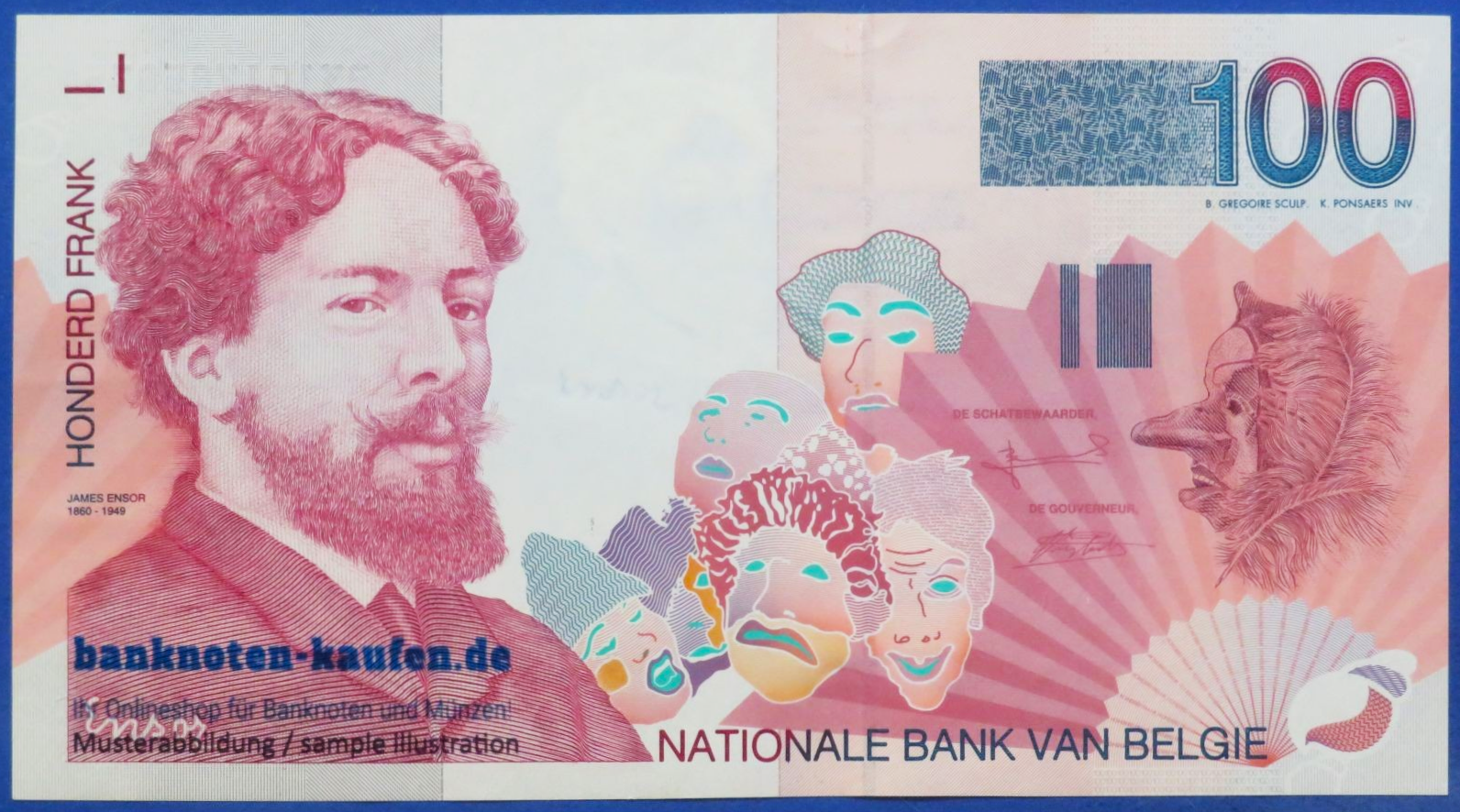 Belgien, 100 Francs, 1995-2001ND, gebraucht (USED / XF), P-147
