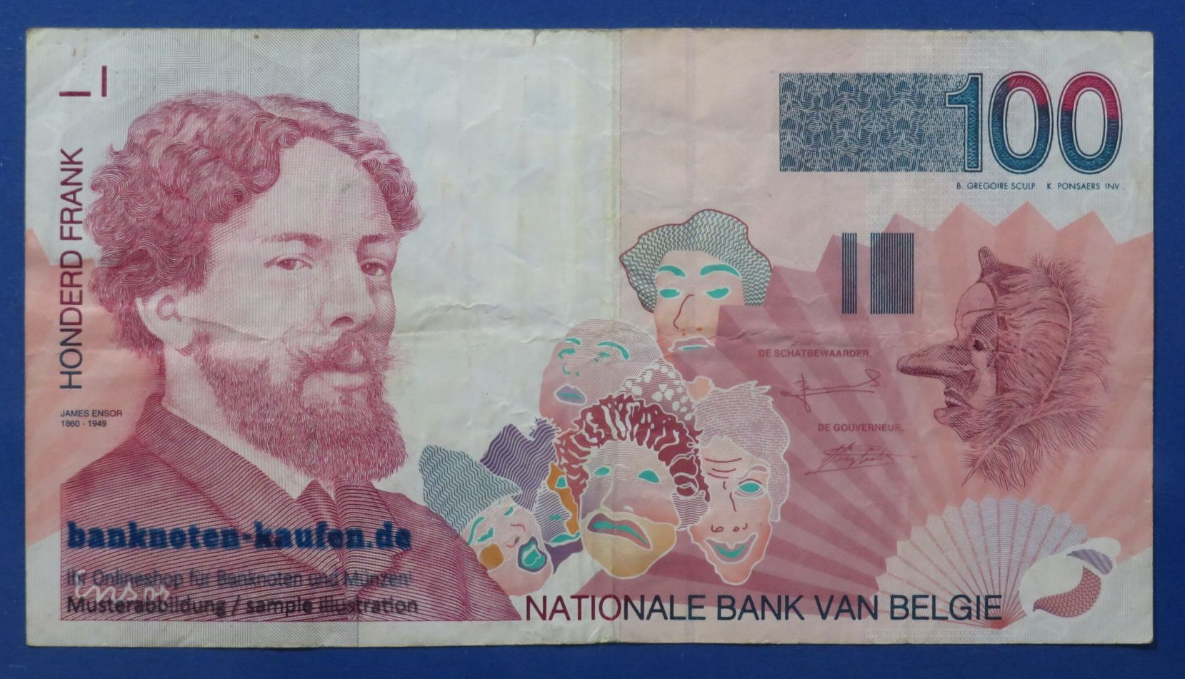 Belgium, 100 Francs, 1995-2001ND, circulated (USED / F), P-147