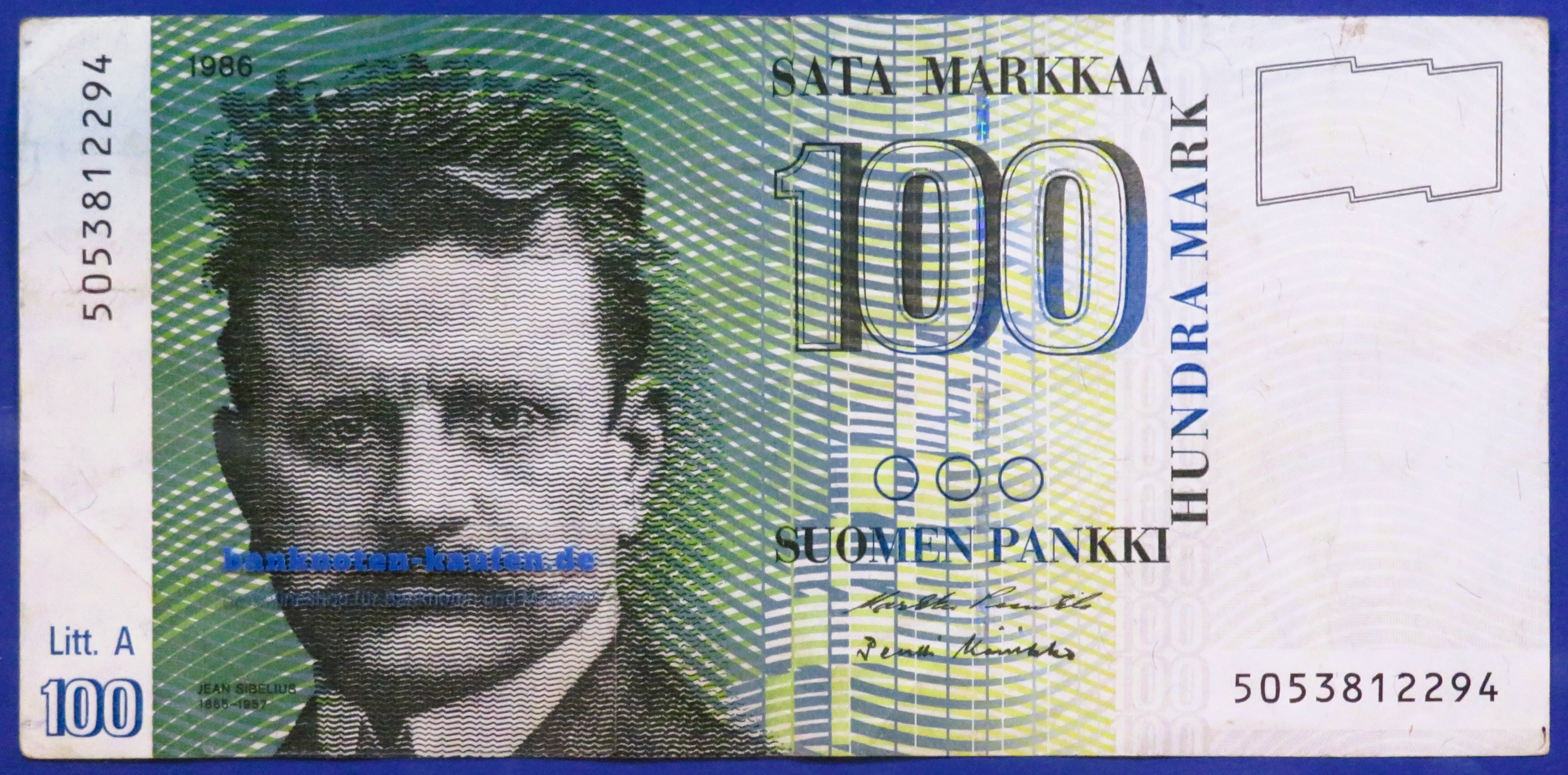 Finnland, 100 Markkaa, 1986 (1991), gebraucht (USED / VF), P-119