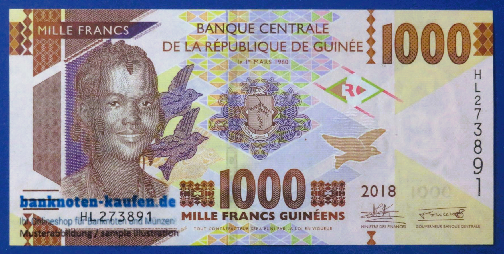 Guinea - 1,000 Francs, 2018, uncirculated (UNC), P-48c