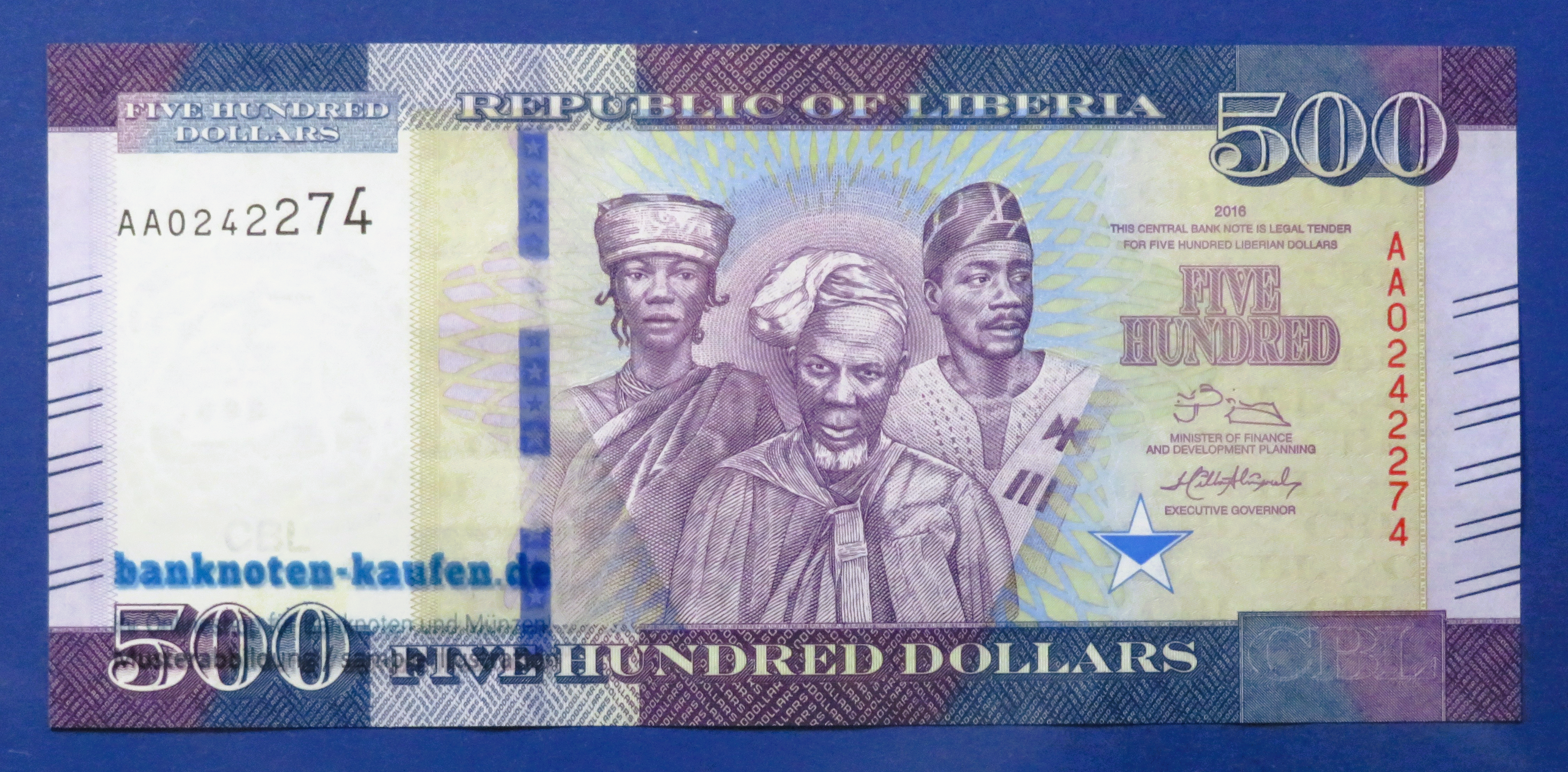 Liberia, 500 Dollars, 2016, kassenfrisch (UNC), P-35a