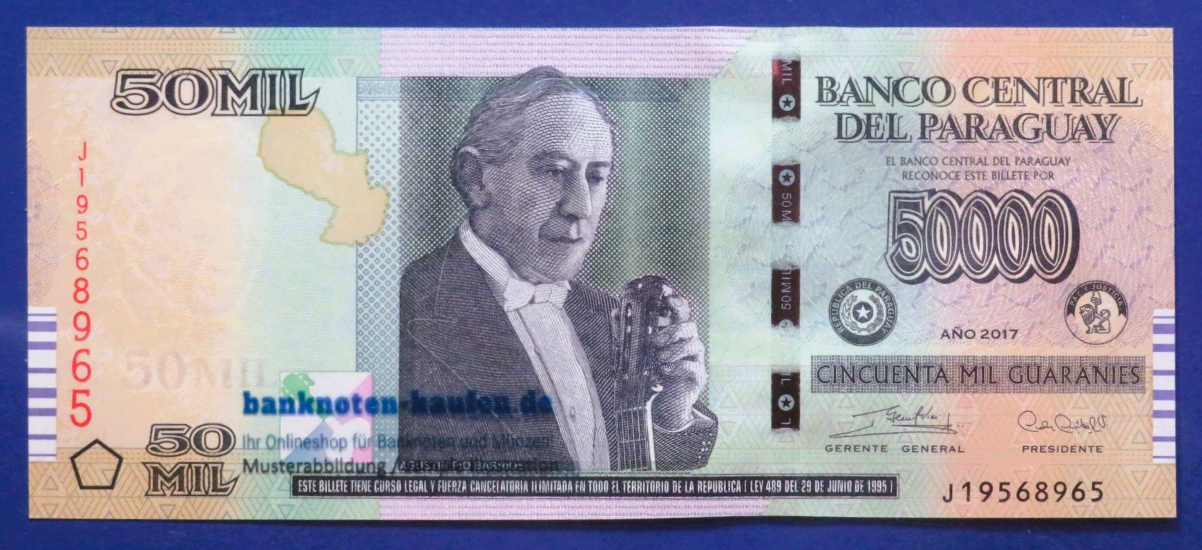 Paraguay - 50,000 Guaranies, 2017, uncirculated (UNC), P-239c