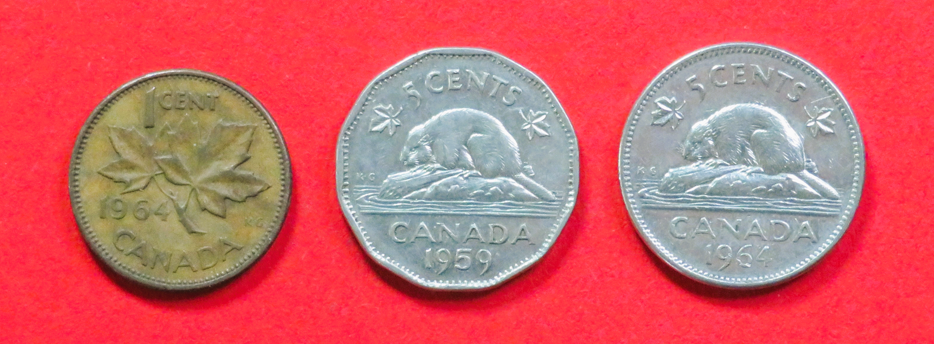 Canada:  1/5/5 Cents, 1953-1964, circulated (used / vf), QE II., # 48/49a/50