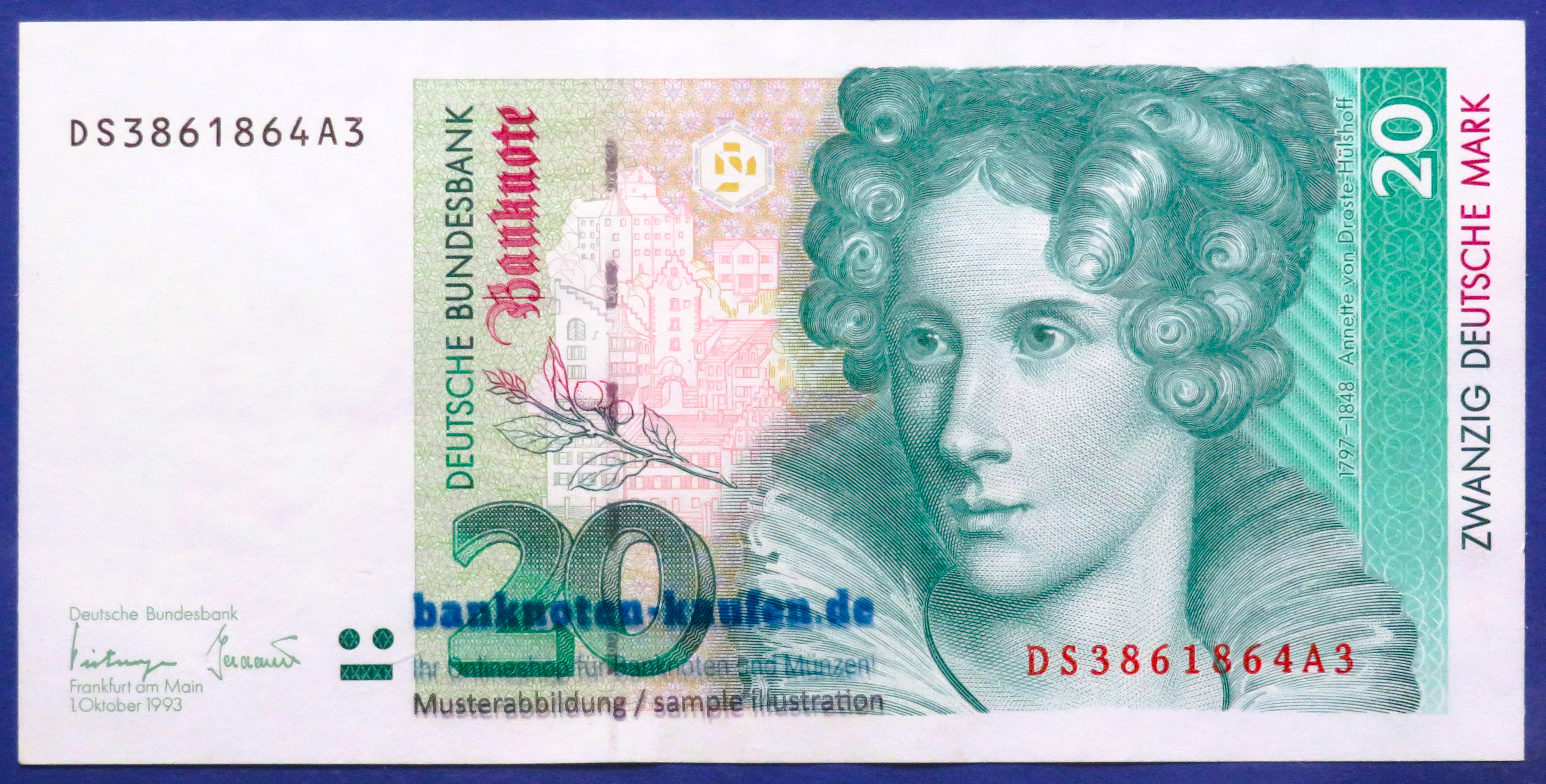 Bundesrepublik Deutschland, 20 Deutsche Mark, 1993, gebraucht (USED / XF), P-39b