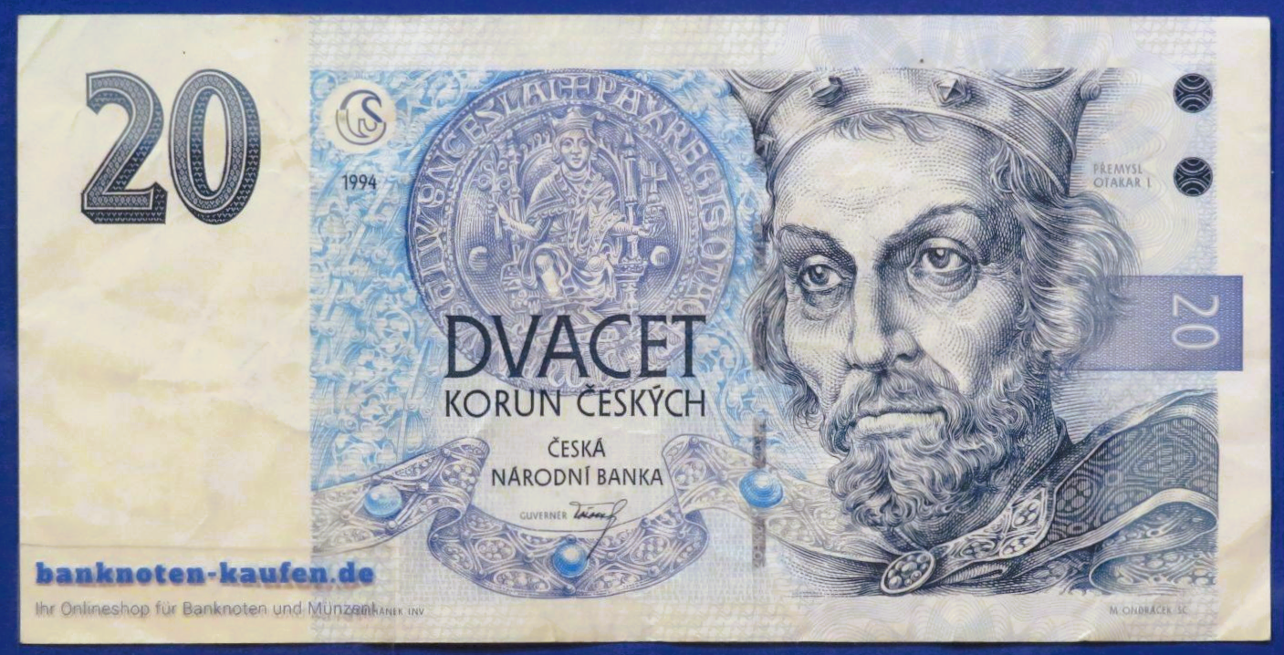 Tschechische Republik, 20 Korun, 1994,  gebraucht (USED / VF-), P-10a